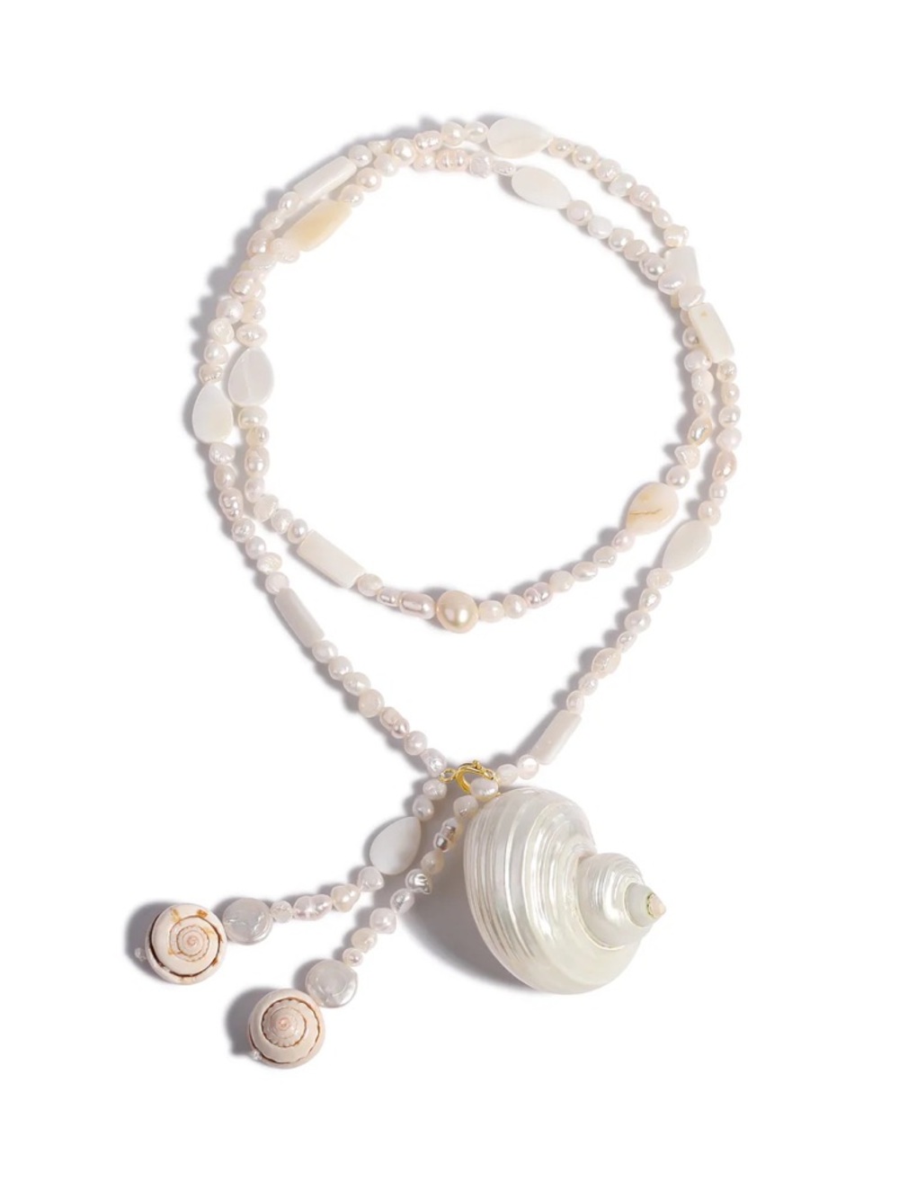 Snail Shell and Pearl Adjustable Necklace